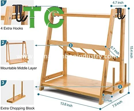 Wholesale Bamboo Spice Rack Organizer 3-Tier Kitchen Shelf Organizer Rack, Spice Organizer Countertop Bathroom Storage Shelf, Seasoning Rack